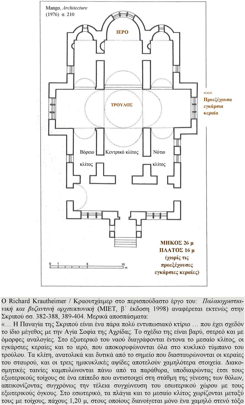 περισπούδαστο έργο του: Παλαιοχριστιανική και βυζαντινή αρχιτεκτονική (ΜΙΕΤ, β έκδοση 1998) αναφέρεται εκτενώς στην Σκριπού σσ. 382-388, 389-404.