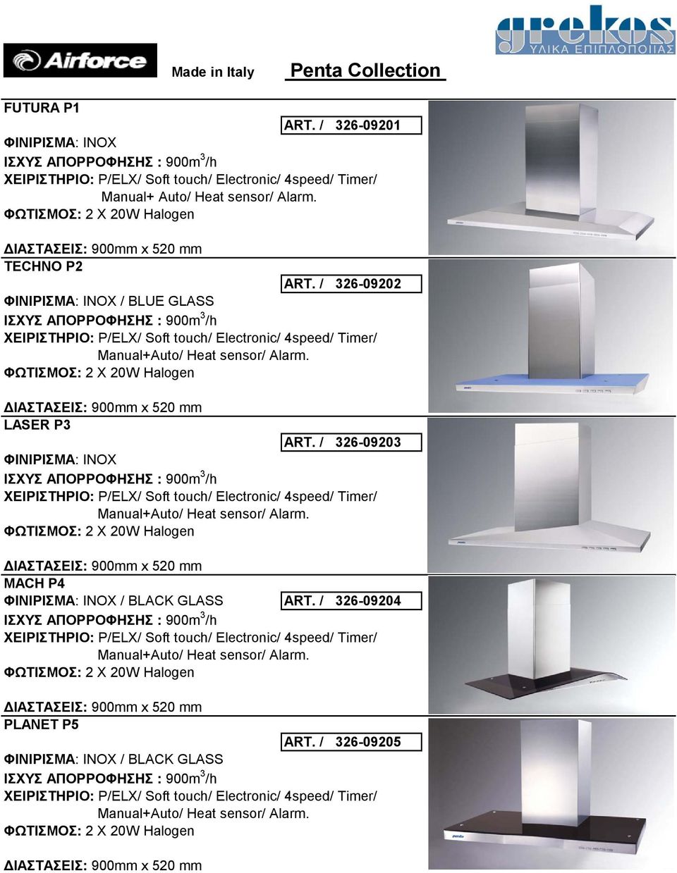 TECHNO P2 ART. / 326-09202 / BLUE GLASS LASER P3 ART.