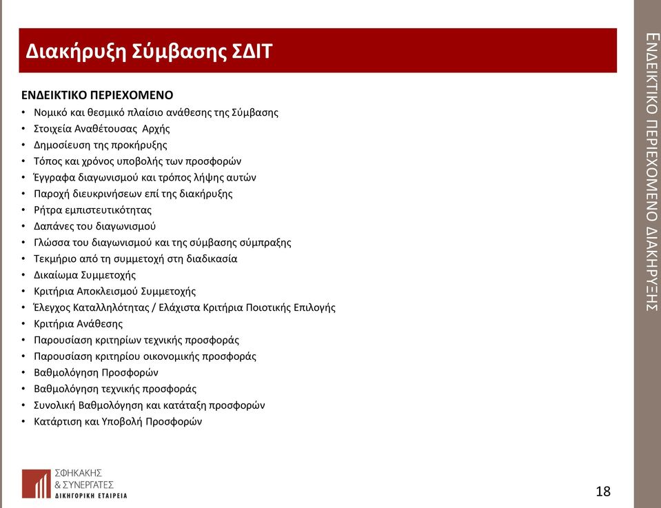 συμμετοχή στη διαδικασία Δικαίωμα Συμμετοχής Κριτήρια Αποκλεισμού Συμμετοχής Έλεγχος Καταλληλότητας / Ελάχιστα Κριτήρια Ποιοτικής Επιλογής Κριτήρια Ανάθεσης Παρουσίαση κριτηρίων τεχνικής προσφοράς