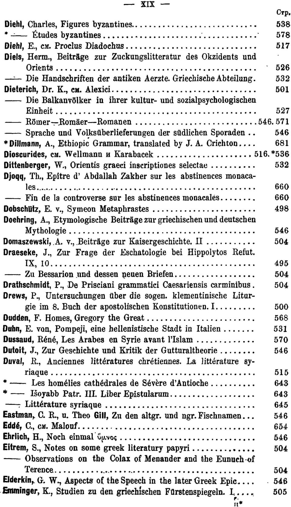 Alexici 501 Die Balkanvölker in ihrer kultur- und sozialpsychologischen Einheit 527 Römer Romäer Romanen 546.571 Sprache und Volksüberlieferungen der südliehen Sporaden.. 546 * Dillmann, Α.