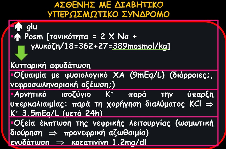 νεφροσωληναριακή οξέωση;) Αρνητικό ισοζύγιο Κ + παρά την ύπαρξη υπερκαλιαιμίας: παρά τη χορήγηση