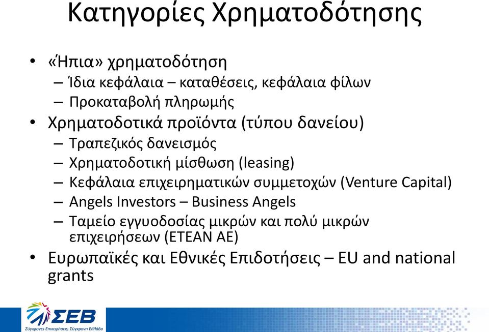 Κεφάλαια επιχειρηματικών συμμετοχών (Venture Capital) Angels Investors Business Angels Ταμείο