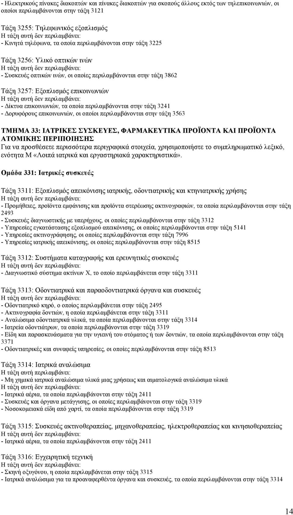 περιλαµβάνονται στην τάξη 3241 - Δορυφόρους επικοινωνιών, οι οποίοι περιλαµβάνονται στην τάξη 3563 ΤΜΗΜΑ 33: ΙΑΤΡΙΚΕΣ ΣΥΣΚΕΥΕΣ, ΦΑΡΜΑΚΕΥΤΙΚΑ ΠΡΟΪΟΝΤΑ ΚΑΙ ΠΡΟΪΟΝΤΑ ΑΤΟΜΙΚΗΣ ΠΕΡΙΠΟΙΗΣΗΣ Για να