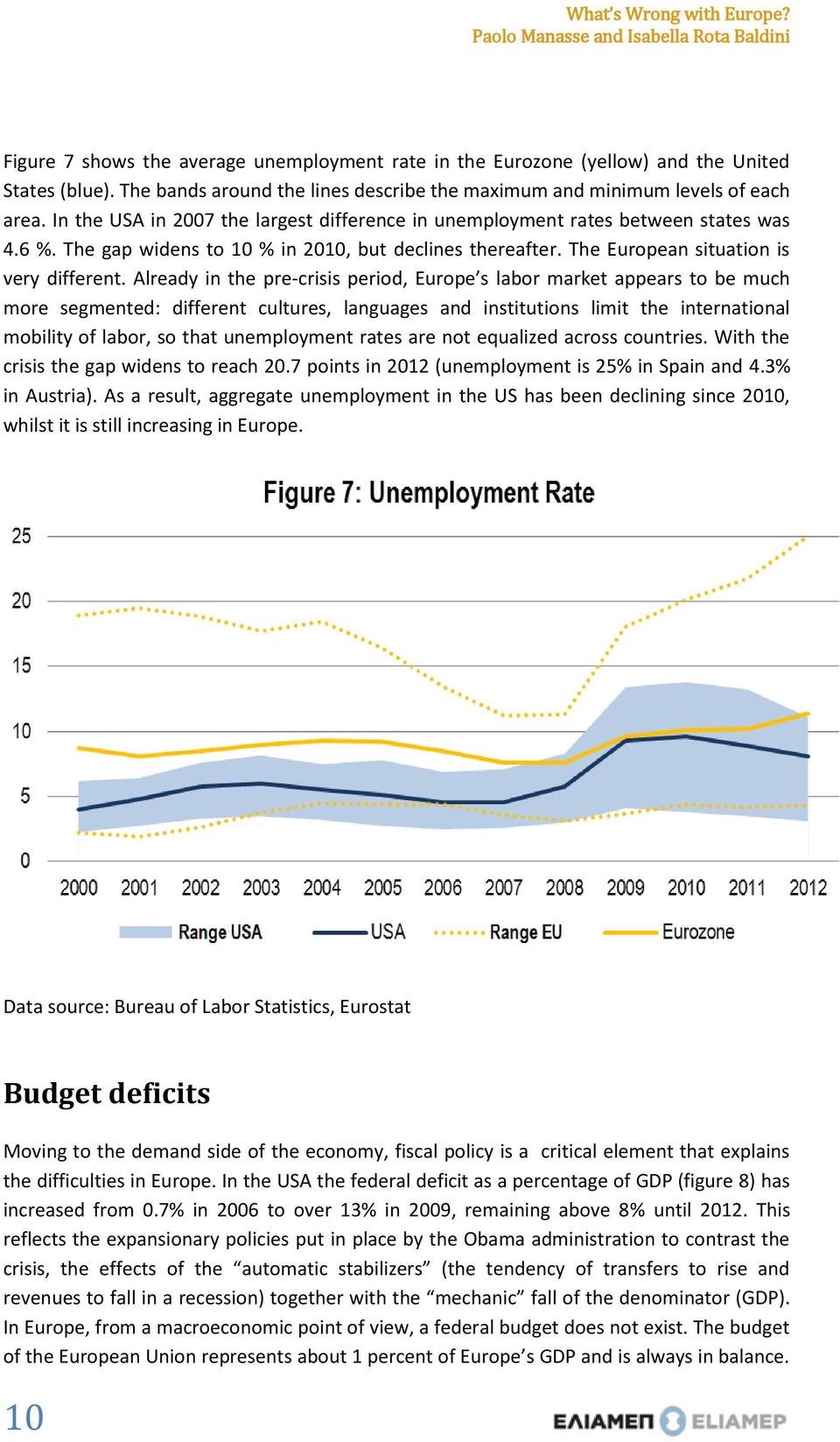 Already in the pre-crisis period, Europe s labor market appears to be much more segmented: different cultures, languages and institutions limit the international mobility of labor, so that