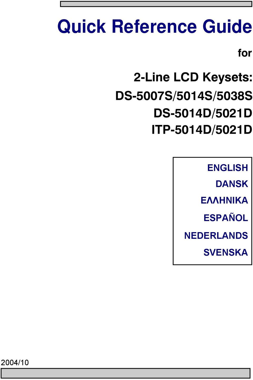 DS-5014D/5021D ITP-5014D/5021D ENGLISH