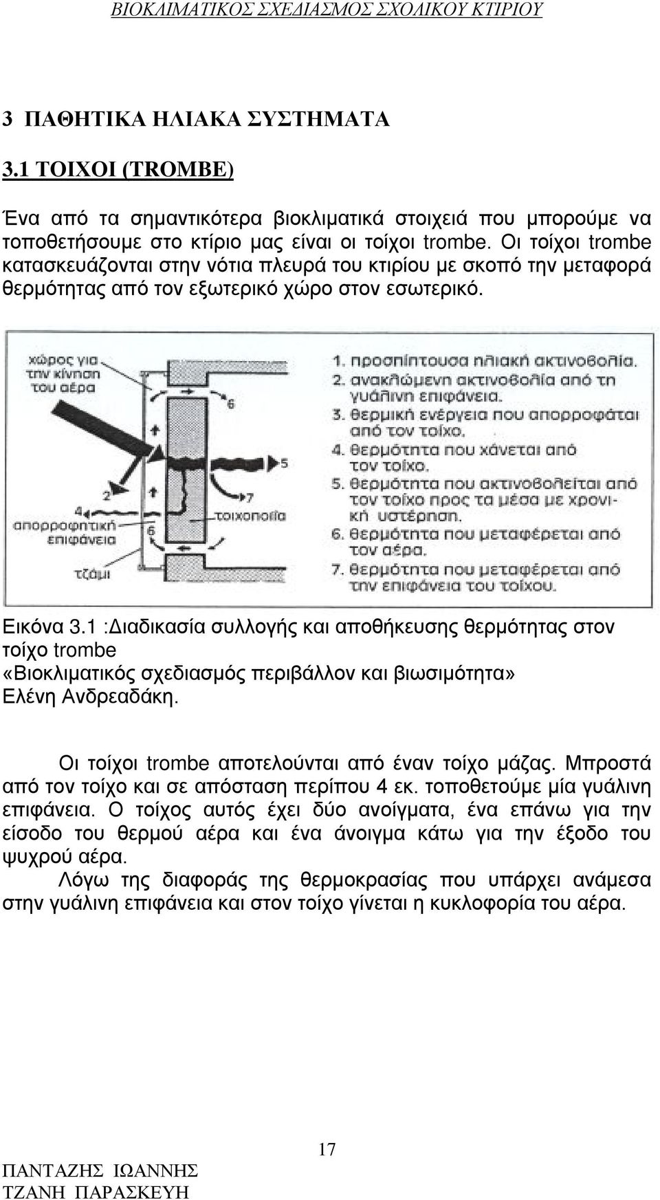 1 :Διαδικασία συλλογής και αποθήκευσης θερμότητας στον τοίχο trombe «Βιοκλιματικός σχεδιασμός περιβάλλον και βιωσιμότητα» Ελένη Ανδρεαδάκη. Οι τοίχοι trombe αποτελούνται από έναν τοίχο μάζας.