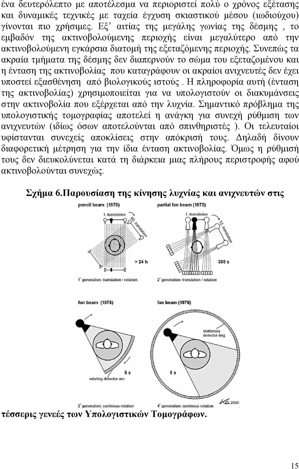 Συνεπώς τα ακραία τμήματα της δέσμης δεν διαπερνούν το σώμα του εξεταζομένου και η ένταση της ακτινοβολίας που καταγράφουν οι ακραίοι ανιχνευτές δεν έχει υποστεί εξασθένηση από βιολογικούς ιστούς.