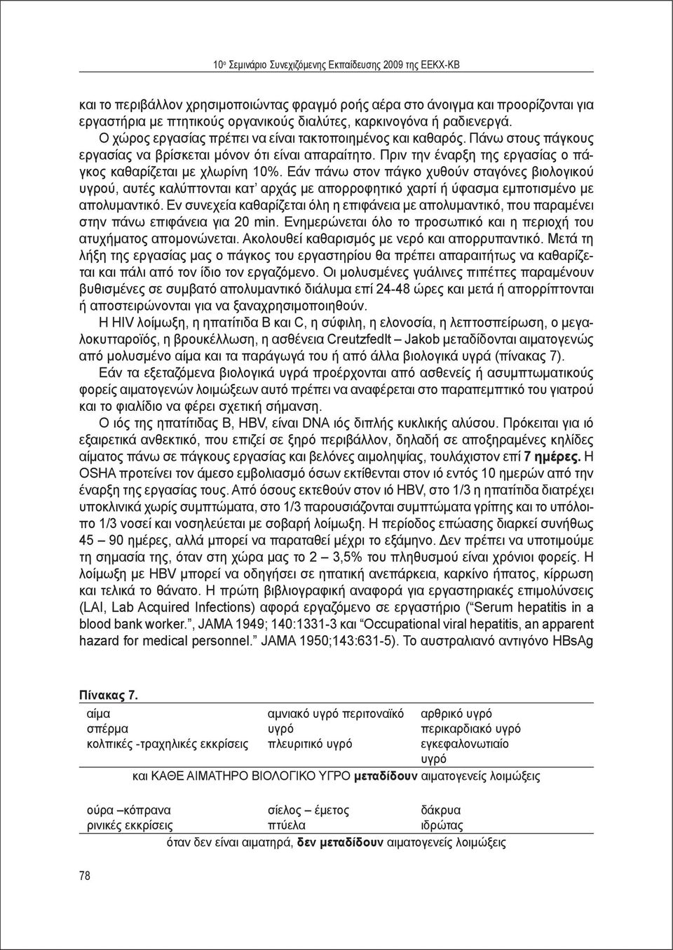 Πριν την έναρξη της εργασίας ο πάγκος καθαρίζεται με χλωρίνη 10%.