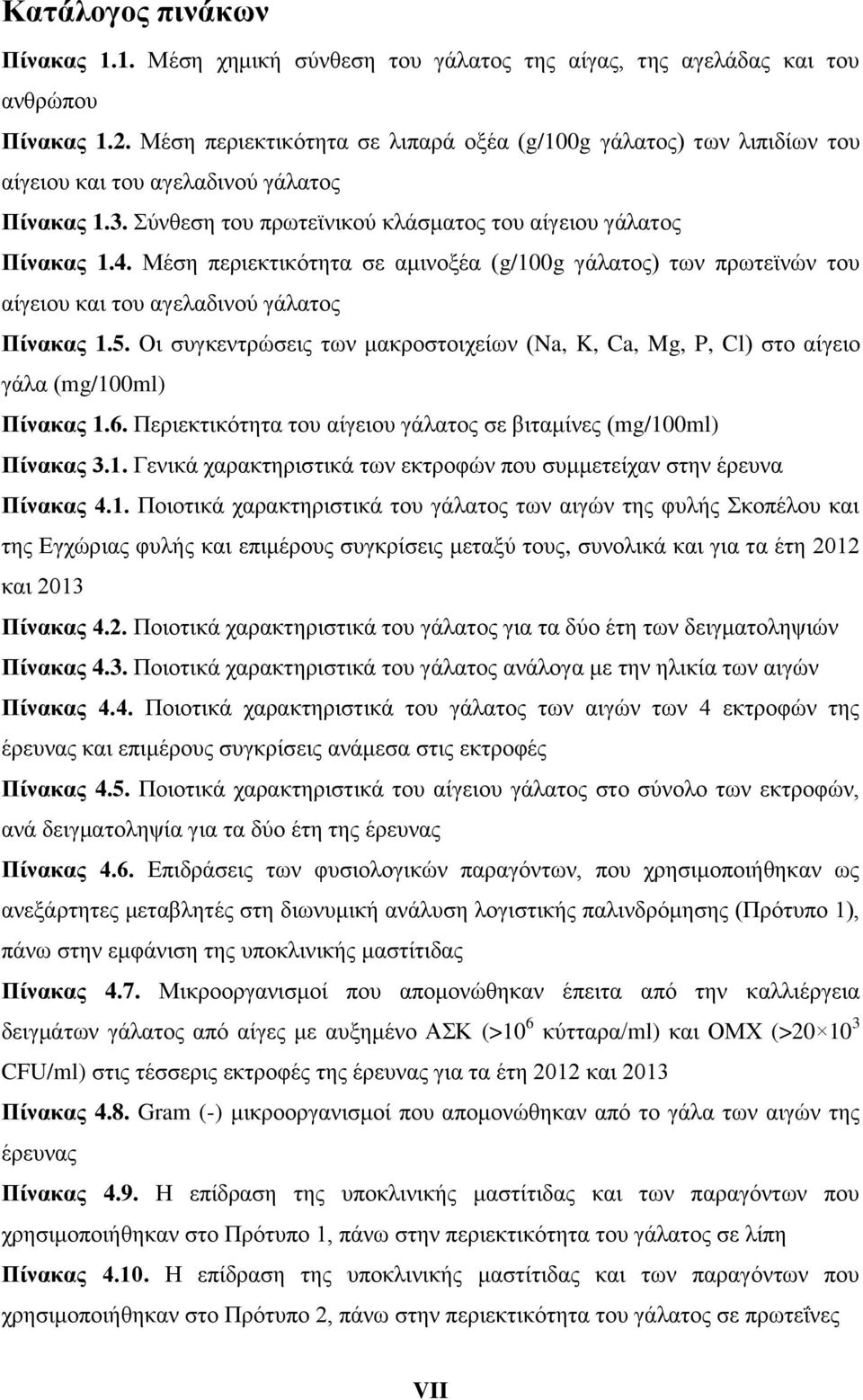 Μέση περιεκτικότητα σε αμινοξέα (g/100g γάλατος) των πρωτεϊνών του αίγειου και του αγελαδινού γάλατος Πίνακας 1.5.