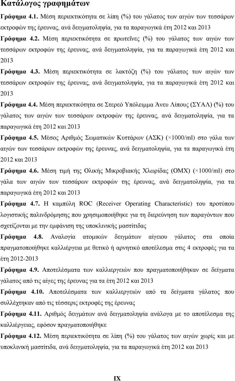 4. Μέση περιεκτικότητα σε Στερεό Υπόλειμμα Άνευ Λίπους (ΣΥΑΛ) (%) του γάλατος των αιγών των τεσσάρων εκτροφών της έρευνας, ανά δειγματοληψία, για τα παραγωγικά έτη 2012 και 2013 Γράφημα 4.5.