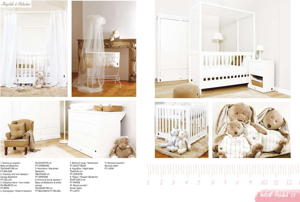 Ντουλάπα / Wardrobe Βaldachin xx cm PT-ARMOIRB. Κούνια & λευκό ύφασμα / Baby cot Baldachin & white canopy 0x0x/0 cm PT-BALDAB & PT-CIELBAL.