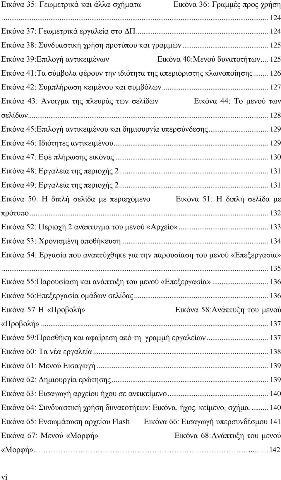 .. 127 Εικόνα 43: Άνοιγμα της πλευράς των σελίδων Εικόνα 44: Το μενού των σελίδων... 128 Εικόνα 45:Επιλογή αντικειμένου και δημιουργία υπερσύνδεσης... 129 Εικόνα 46: Ιδιότητες αντικειμένου.