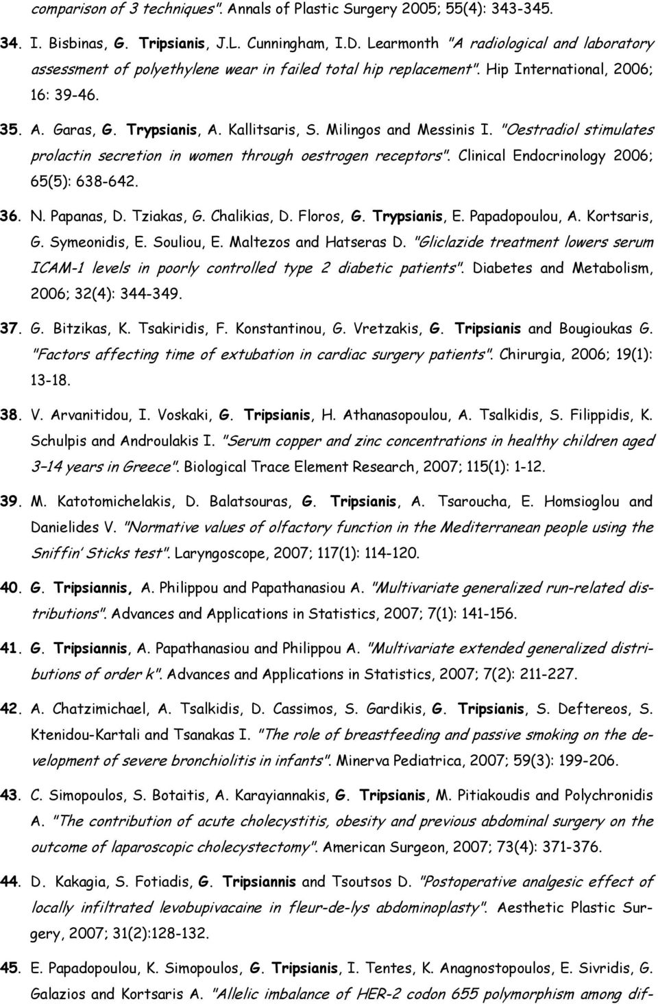Milingos and Messinis I. "Oestradiol stimulates prolactin secretion in women through oestrogen receptors". Clinical Endocrinology 2006; 65(5): 638-642. 36. N. Papanas, D. Tziakas, G. Chalikias, D.