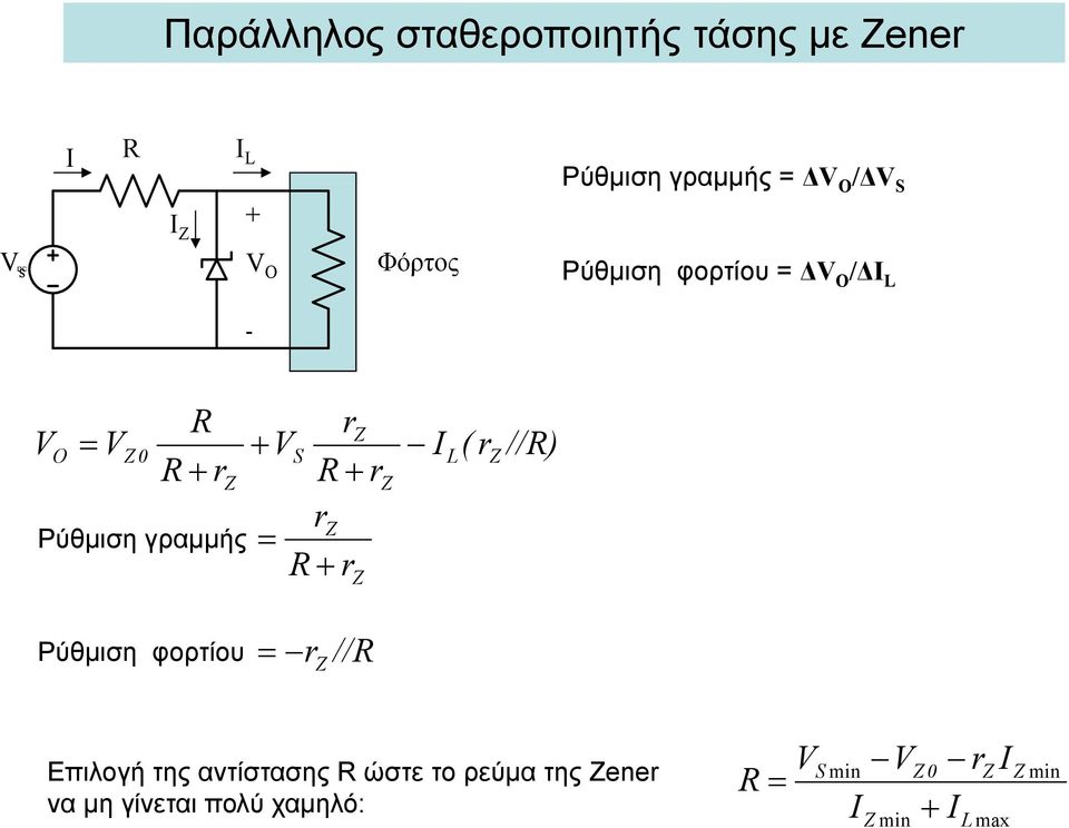 rz R + r Z Z L ( r Z //R) Ρύθμιση φορτίο r Z //R Επιλογή της αντίστασης R