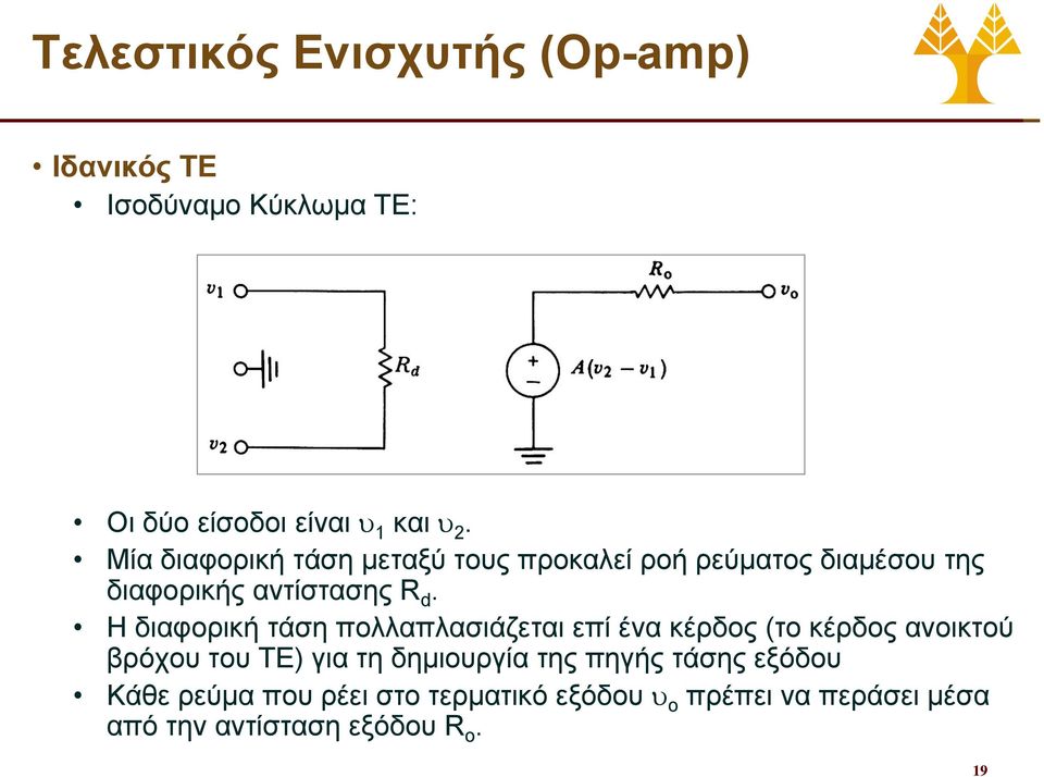 Η διαφορική τάση πολλαπλασιάζεται επί ένα κέρδος (το κέρδος ανοικτού βρόχου του ΤΕ) για τη δημιουργία