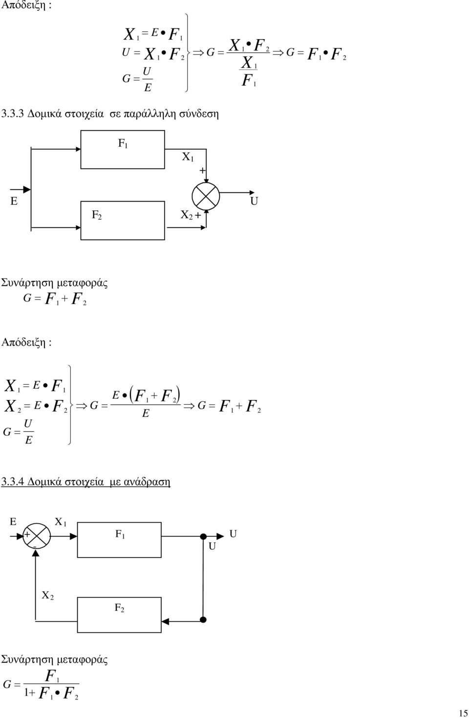 µεταφοράς = + G F F 2 Απόδειξη : X X = E F F G= U E = E 2 2 F G E + = E ( ) F