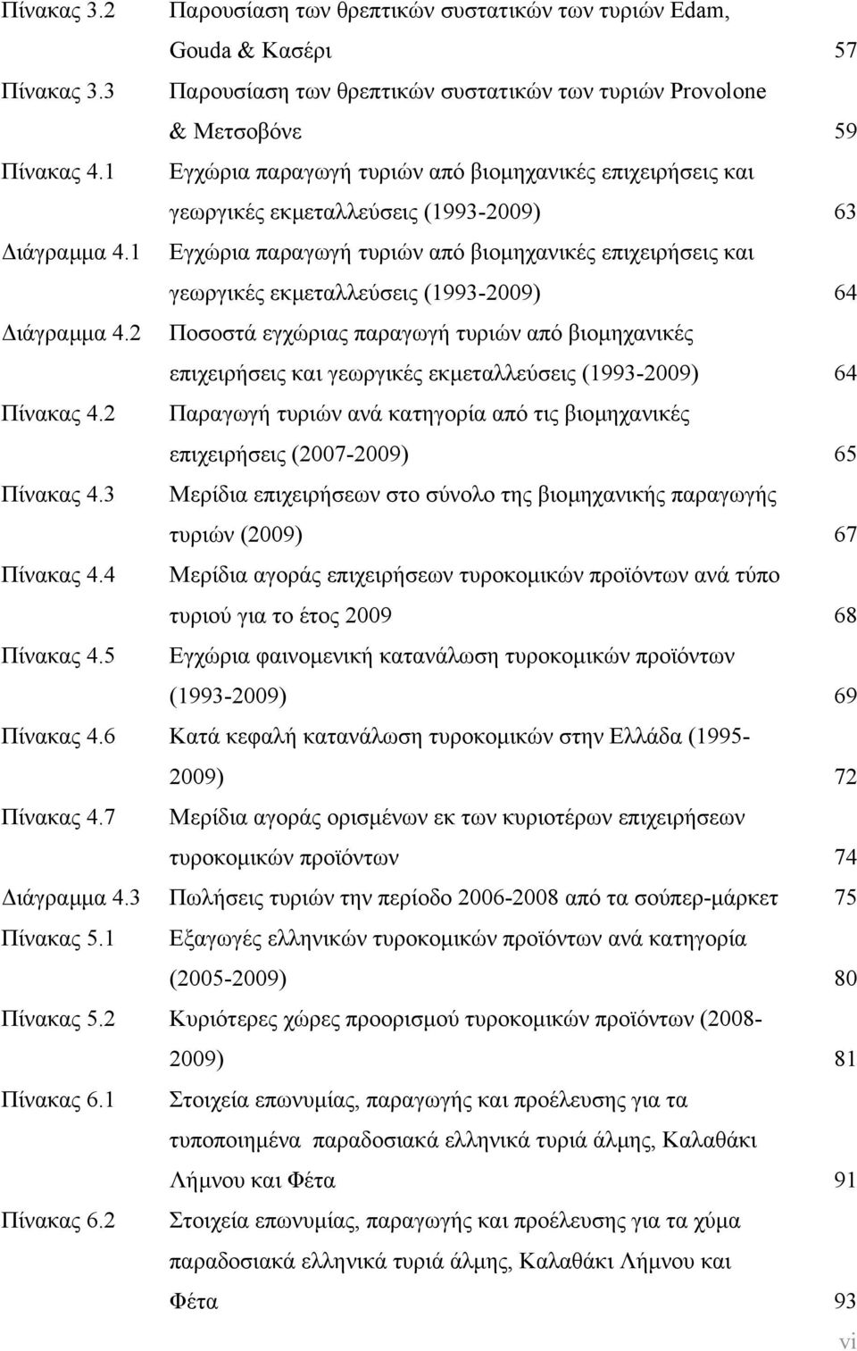 1 Εγχώρια παραγωγή τυριών από βιοµηχανικές επιχειρήσεις και γεωργικές εκµεταλλεύσεις (1993-2009) 64 ιάγραµµα 4.