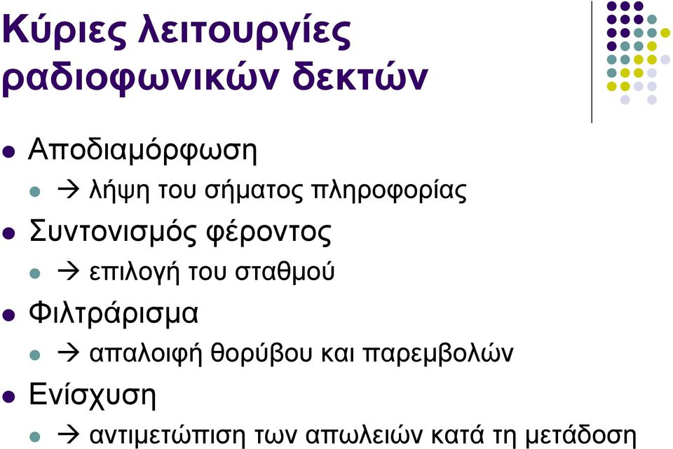 επιλογή του σταθμού Φιλτράρισμα απαλοιφή θορύβου και