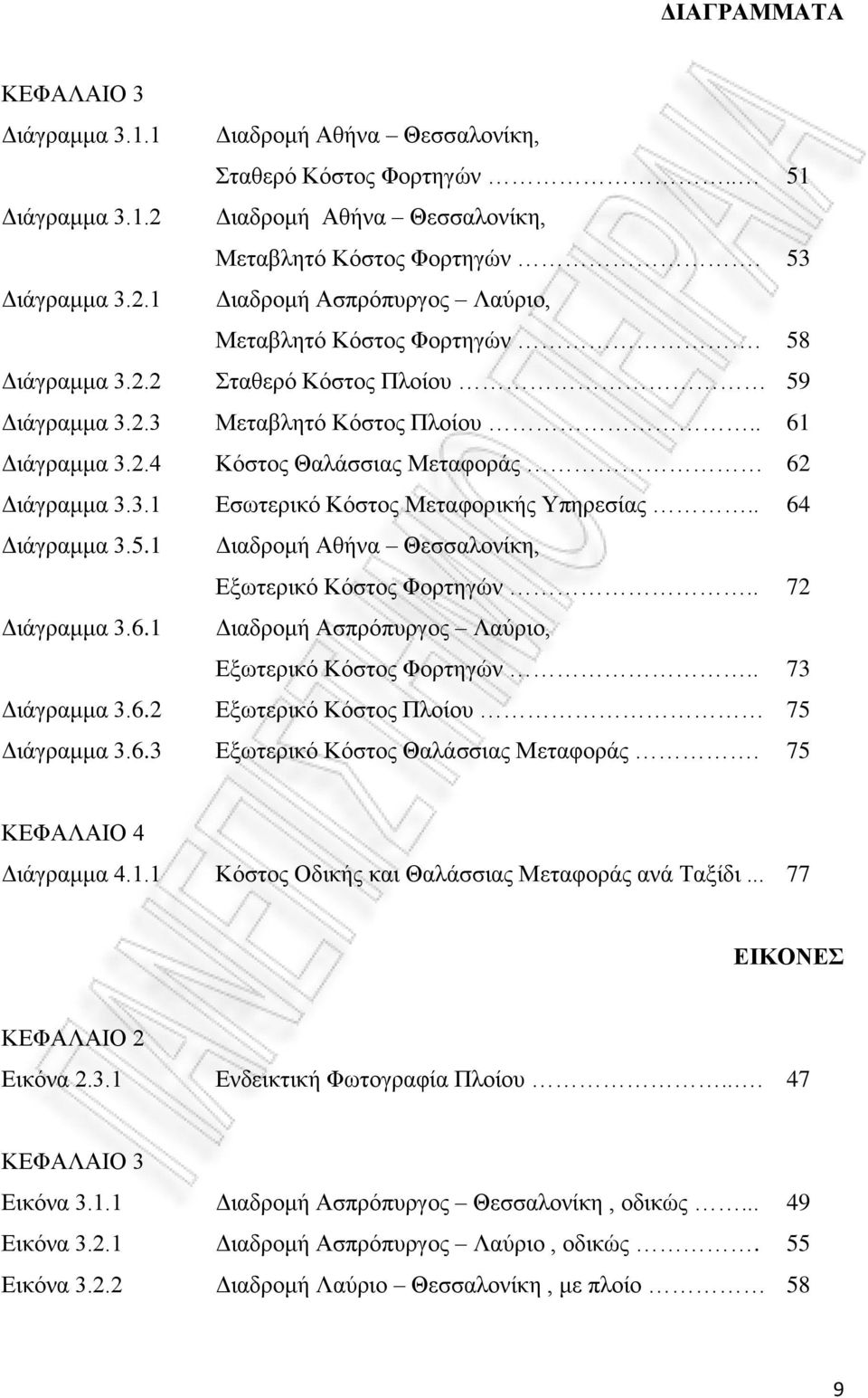 . 64 Διάγραμμα 3.5.1 Διαδρομή Αθήνα Θεσσαλονίκη, Εξωτερικό Κόστος Φορτηγών.. 72 Διάγραμμα 3.6.1 Διαδρομή Ασπρόπυργος Λαύριο, Εξωτερικό Κόστος Φορτηγών.. 73 Διάγραμμα 3.6.2 Εξωτερικό Κόστος Πλοίου 75 Διάγραμμα 3.