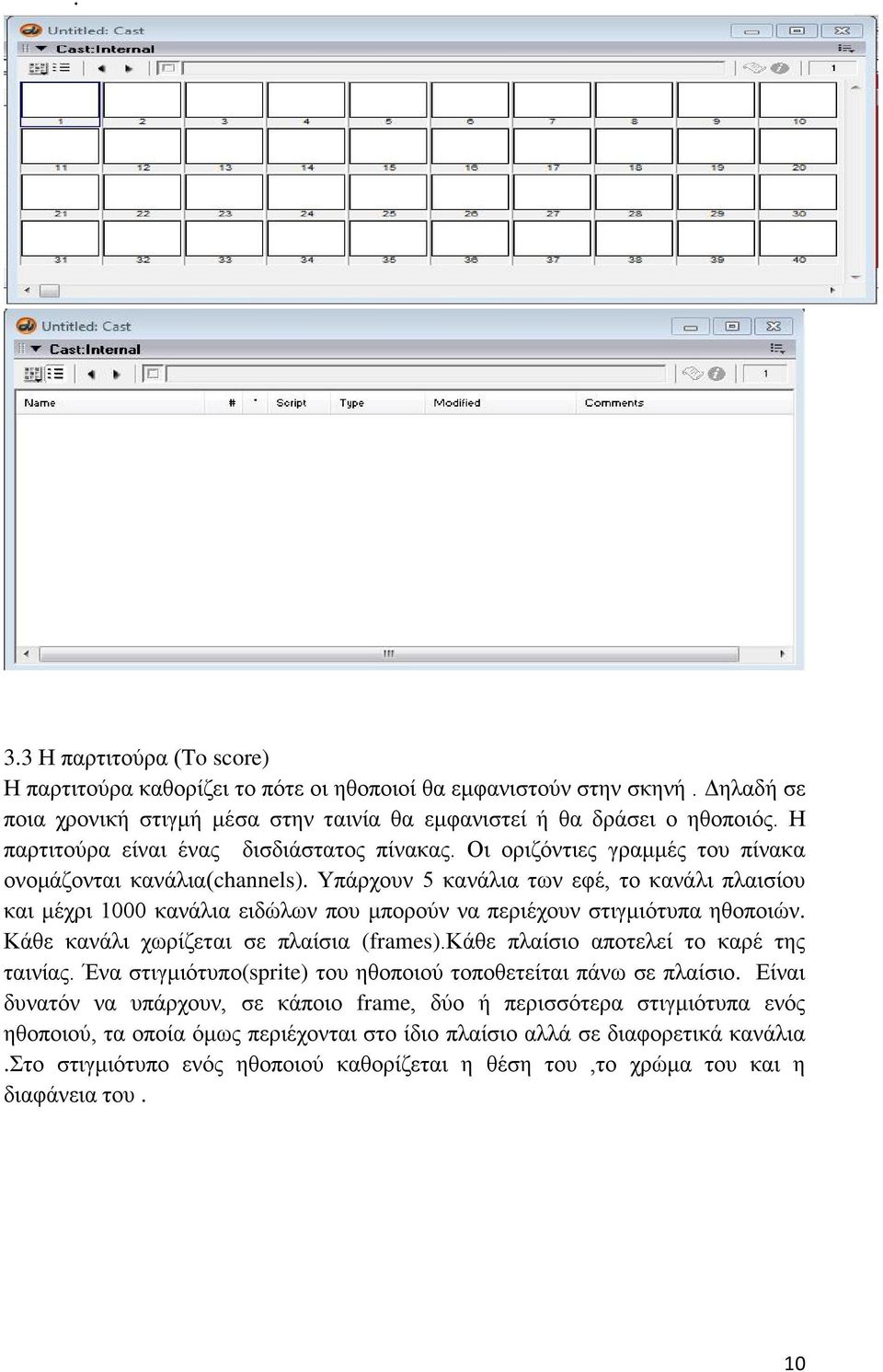 Υπάρχουν 5 κανάλια των εφέ, το κανάλι πλαισίου και μέχρι 1000 κανάλια ειδώλων που μπορούν να περιέχουν στιγμιότυπα ηθοποιών. Κάθε κανάλι χωρίζεται σε πλαίσια (frames).