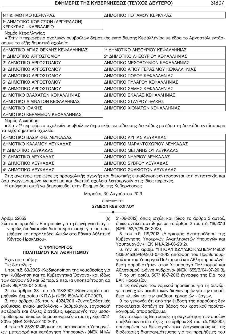 ΚΕΦΑΛΛΗΝΙΑΣ 2 ο ΔΗΜΟΤΙΚΟ ΑΡΓΟΣΤΟΛΙΟΥ ΔΗΜΟΤΙΚΟ ΜΕΣΟΒΟΥΝΙΩΝ ΚΕΦΑΛΛΗΝΙΑΣ 3 ο ΔΗΜΟΤΙΚΟ ΑΡΓΟΣΤΟΛΙΟΥ ΔΗΜΟΤΙΚΟ ΑΓΙΟY ΓΕΡΑΣΙΜΟY ΚΕΦΑΛΛΗΝΙΑΣ 4 ο ΔΗΜΟΤΙΚΟ ΑΡΓΟΣΤΟΛΙΟΥ ΔΗΜΟΤΙΚΟ ΠΟΡΟΥ ΚΕΦΑΛΛΗΝΙΑΣ 5 ο ΔΗΜΟΤΙΚΟ