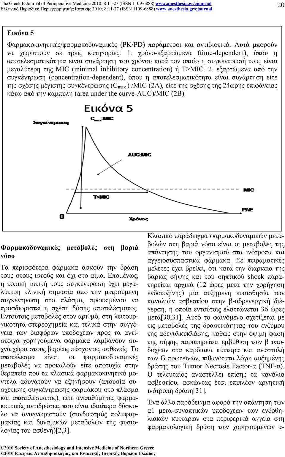 εξαρτώµενα από την συγκέντρωση (concentration-dependent), όπου η αποτελεσµατικότητα είναι συνάρτηση είτε της σχέσης µέγιστης συγκέντρωσης (C max ) /MIC (2A), είτε της σχέσης της 24ωρης επιφάνειας