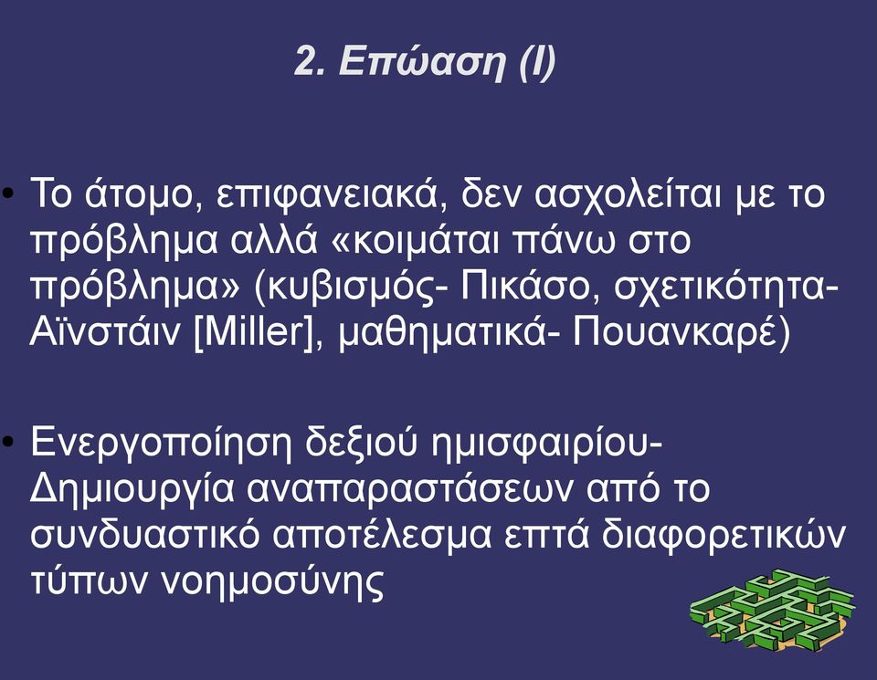 [Miller], μαθηματικά- Πουανκαρέ) Ενεργοποίηση δεξιού ημισφαιρίου-