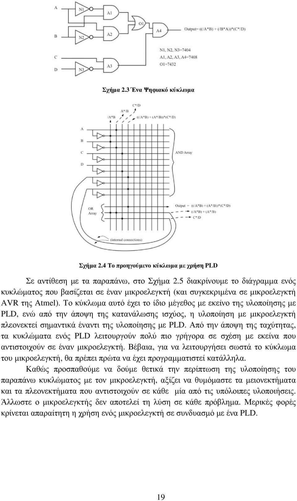 Το κύκλωµα αυτό έχει το ίδιο µέγεθος µε εκείνο της υλοποίησης µε PLD, ενώ από την άποψη της κατανάλωσης ισχύος, η υλοποίηση µε µικροελεγκτή πλεονεκτεί σηµαντικά έναντι της υλοποίησης µε PLD.