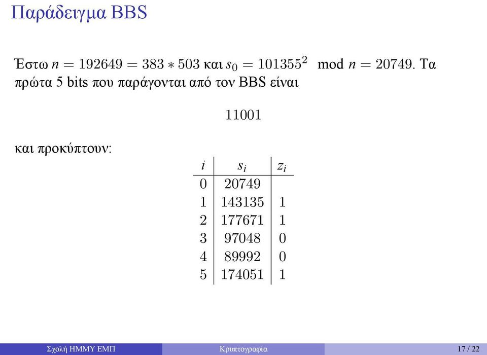 11001 και προκύπτουν: i s i z i 0 20749 1 143135 1 2 177671 1