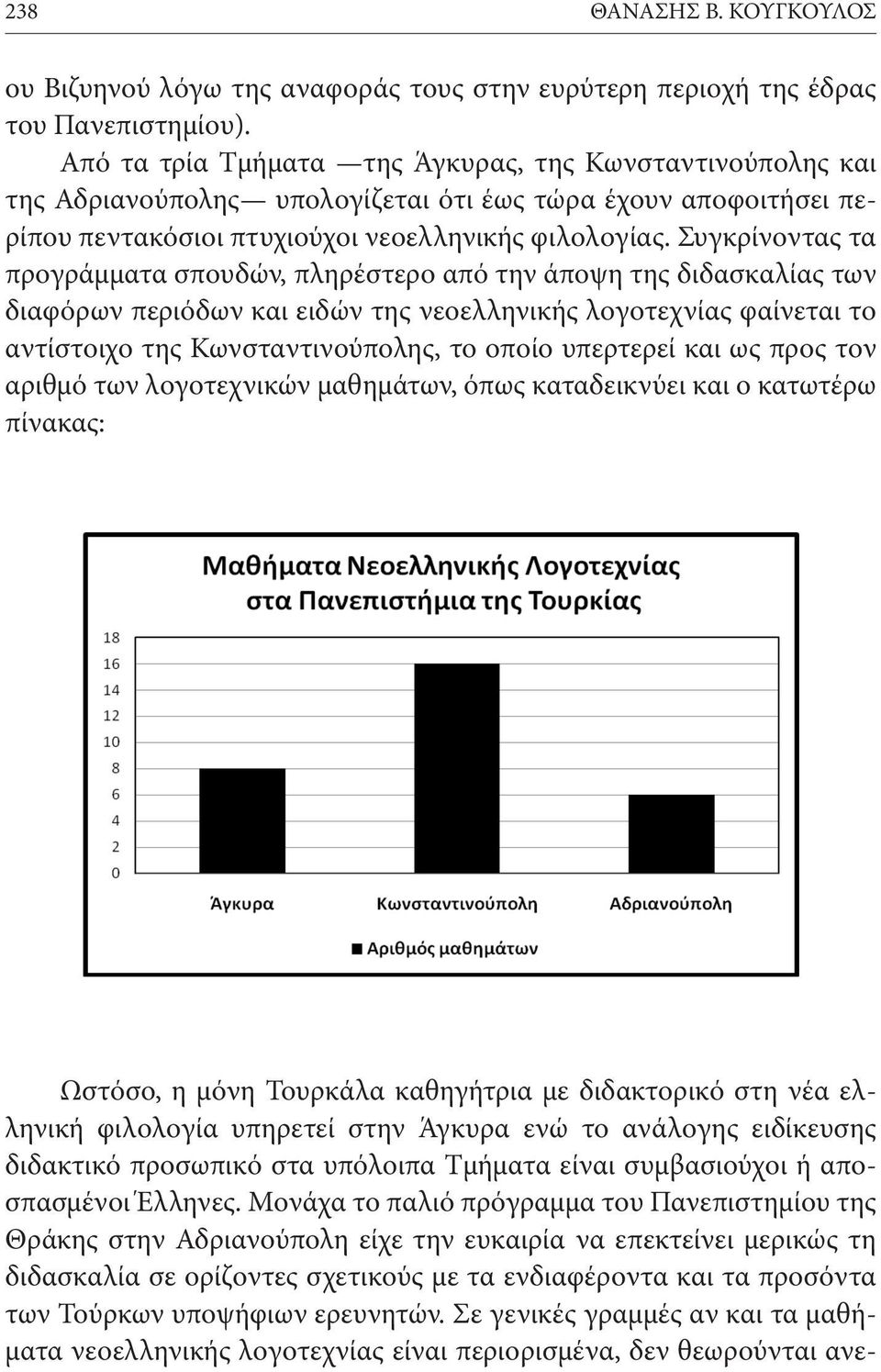 Συγκρίνοντας τα προγράμματα σπουδών, πληρέστερο από την άποψη της διδασκαλίας των διαφόρων περιόδων και ειδών της νεοελληνικής λογοτεχνίας φαίνεται το αντίστοιχο της Κωνσταντινούπολης, το οποίο