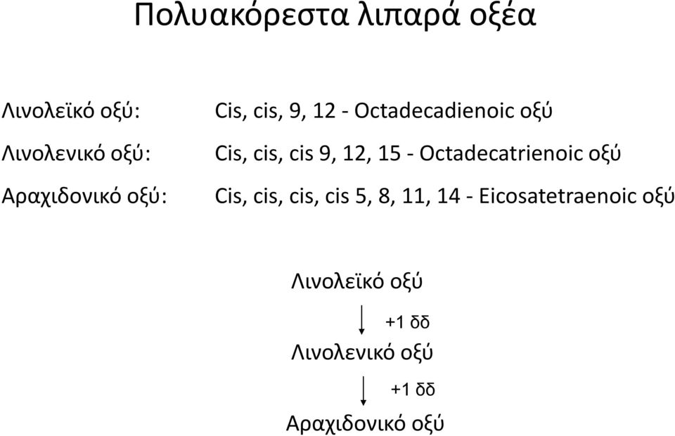 - Octadecatrienoic οξύ Cis, cis, cis, cis 5, 8, 11, 14 -