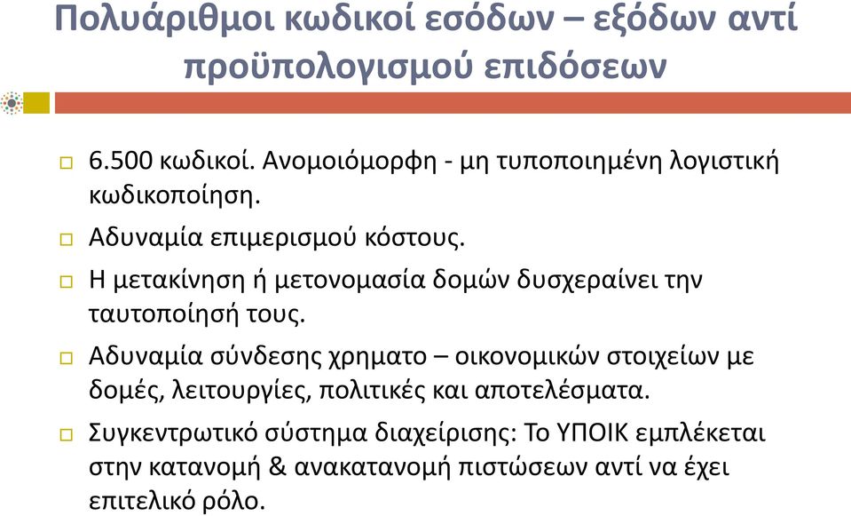 Η μετακίνηση ή μετονομασία δομών δυσχεραίνει την ταυτοποίησή τους.