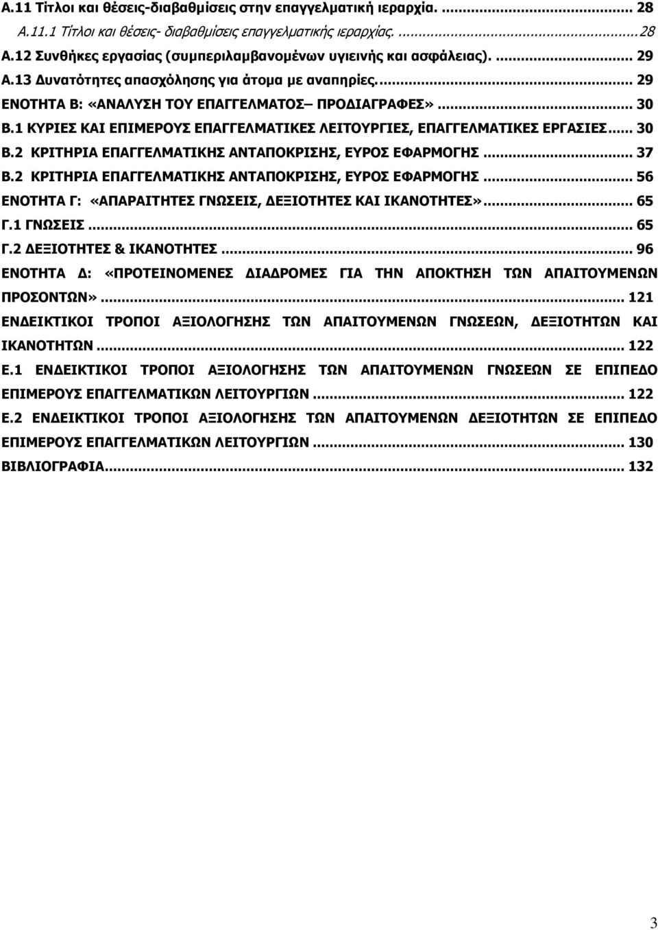 .. 37 Β.2 ΚΡΙΤΗΡΙΑ ΕΠΑΓΓΕΛΜΑΤΙΚΗΣ ΑΝΤΑΠΟΚΡΙΣΗΣ, ΕΥΡΟΣ ΕΦΑΡΜΟΓΗΣ... 56 ΕΝΟΤΗΤΑ Γ: «ΑΠΑΡΑΙΤΗΤΕΣ ΓΝΩΣΕΙΣ, ΔΕΞΙΟΤΗΤΕΣ ΚΑΙ ΙΚΑΝΟΤΗΤΕΣ»... 65 Γ.1 ΓΝΩΣΕΙΣ... 65 Γ.2 ΔΕΞΙΟΤΗΤΕΣ & ΙΚΑΝΟΤΗΤΕΣ.