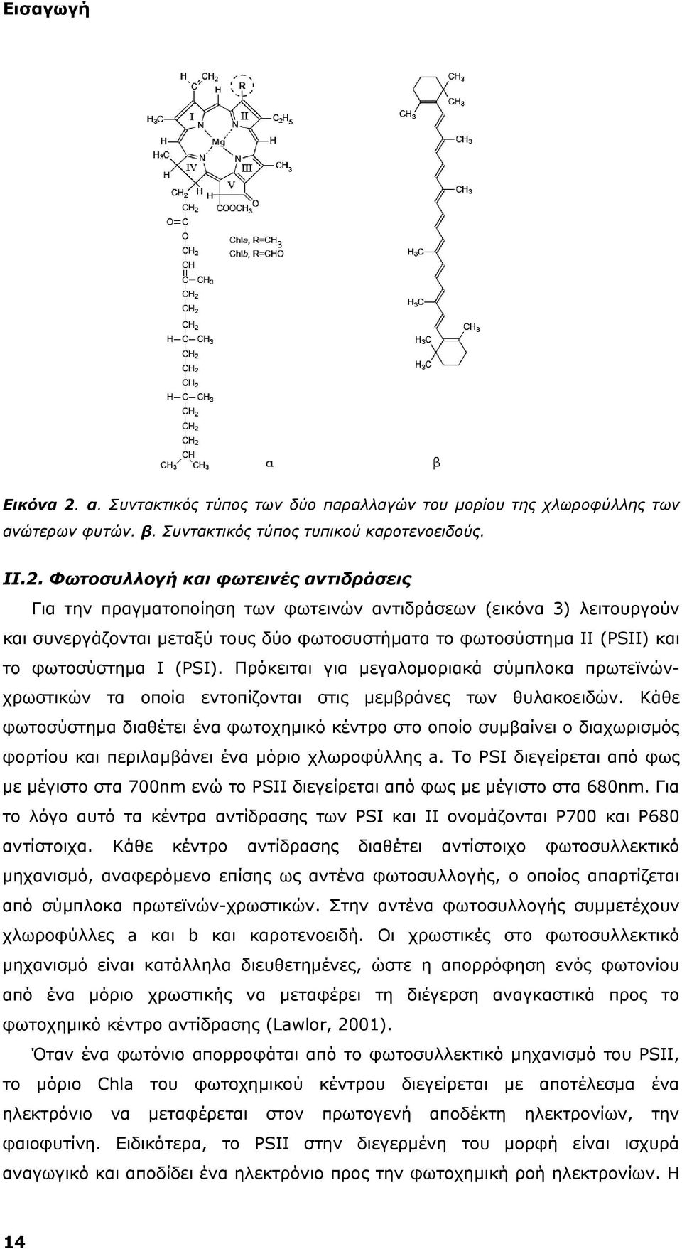 Φωτοσυλλογή και φωτεινές αντιδράσεις Για την πραγματοποίηση των φωτεινών αντιδράσεων (εικόνα 3) λειτουργούν και συνεργάζονται μεταξύ τους δύο φωτοσυστήματα το φωτοσύστημα ΙI (PSII) και το φωτοσύστημα