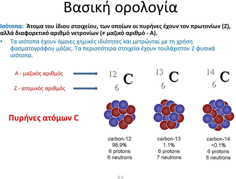 Τα ισότοπα έχουν όμοιες χημικές ιδιότητες και μετρώνται με τη χρήση φασματογράφου μάζας.