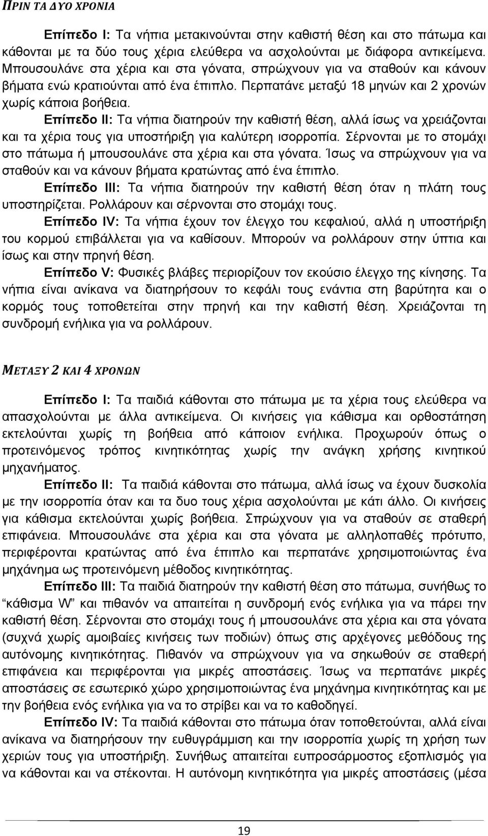 Επίπεδο ΙΙ: Τα νήπια διατηρούν την καθιστή θέση, αλλά ίσως να χρειάζονται και τα χέρια τους για υποστήριξη για καλύτερη ισορροπία.