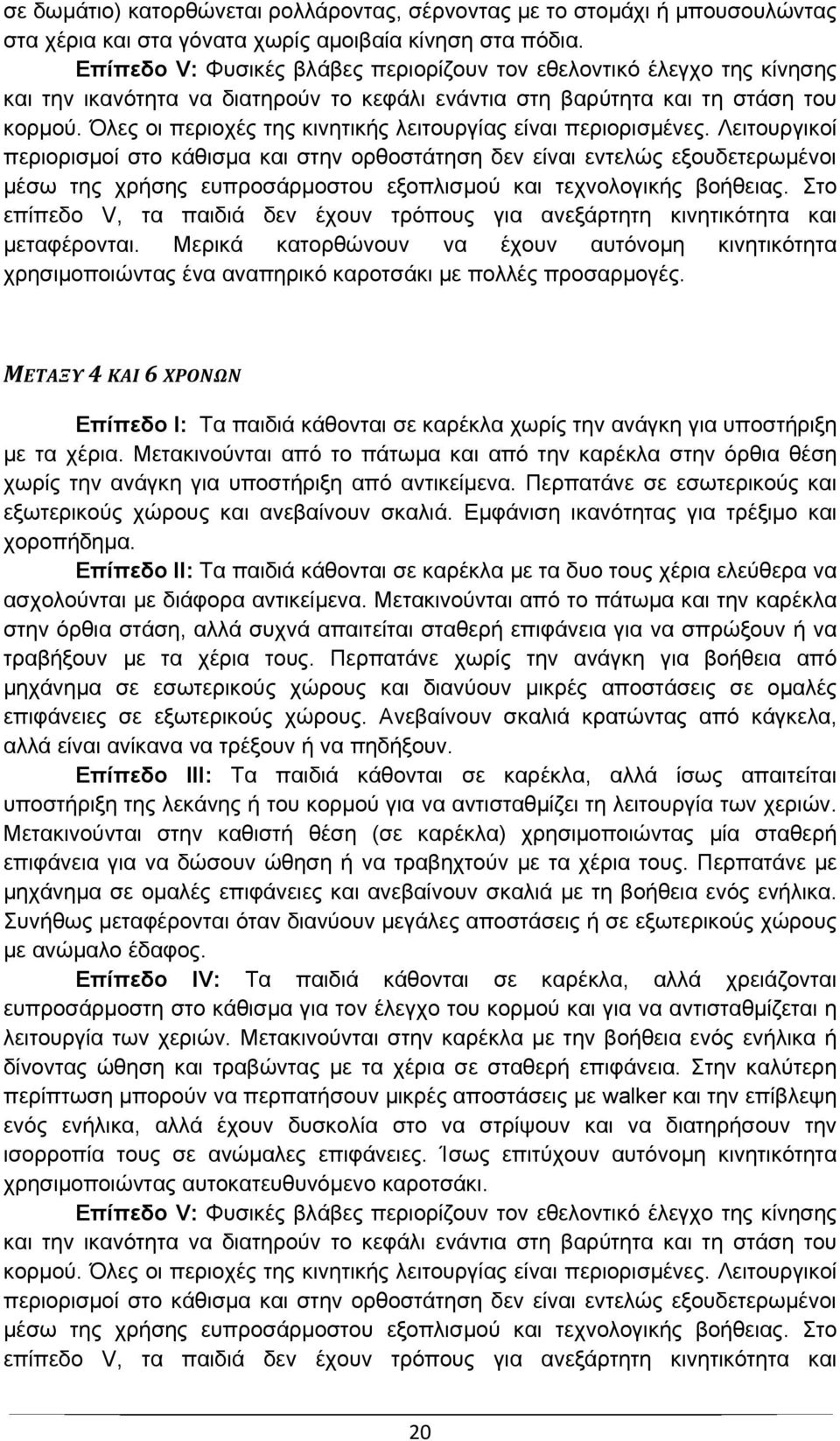 Όλες οι περιοχές της κινητικής λειτουργίας είναι περιορισμένες.