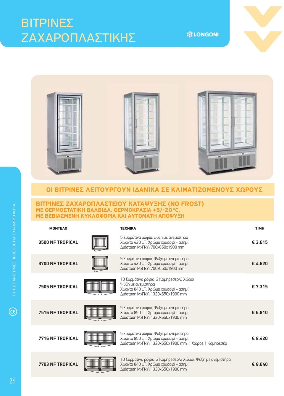 χρυσαφί - ασημί Διάσταση MxΠxY: 700x650x1900 mm 5 Συρμάτινα ράφια, Ψύξη με ανεμιστήρα Χωρ/τα 420 LT, Xρώμα χρυσαφί - ασημί Διάσταση MxΠxY: 700x650x1900 mm 10 Συρμάτινα ράφια, 2 Κομπρεσέρ/2 Χώροι Ψύξη