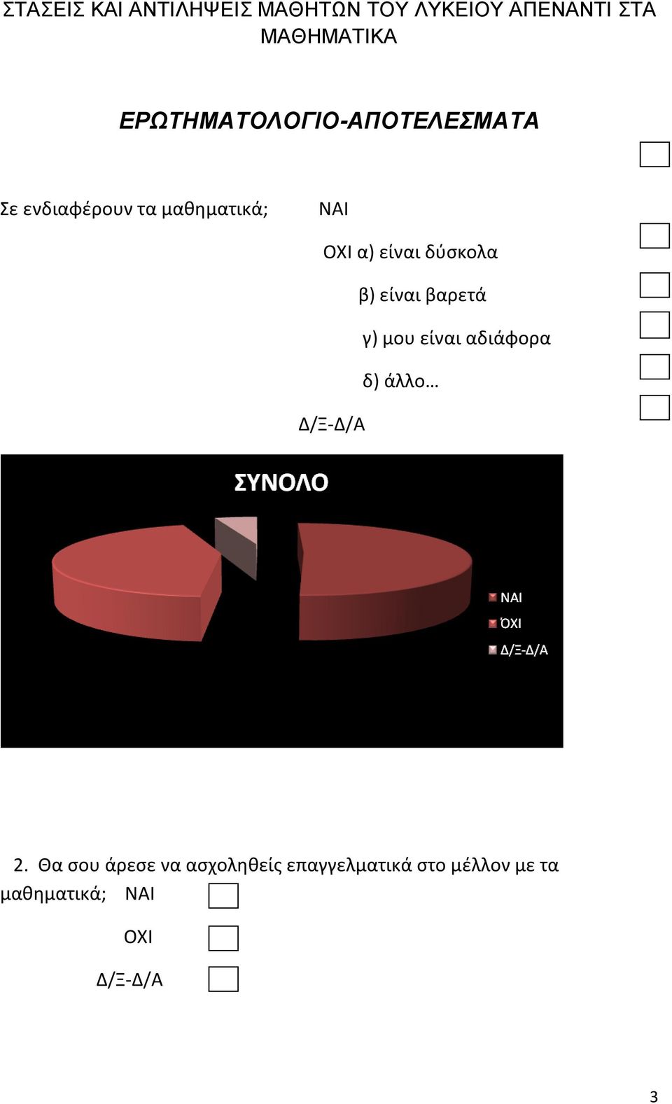 είναι δύσκολα β) είναι βαρετά γ) μου είναι αδιάφορα δ) άλλο Δ/Ξ-Δ/Α 2.