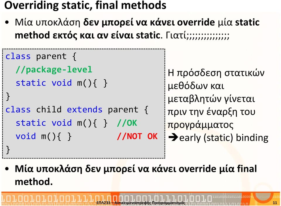 γιατί;;;;;;;;;;;;;;; class parent { //package-level static void m(){ class child extends parent { static void m(){