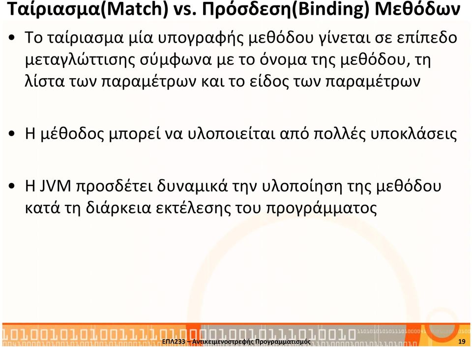 σύμφωνα με το όνομα της μεθόδου, τη λίστα των παραμέτρων και το είδος των παραμέτρων Η μέθοδος