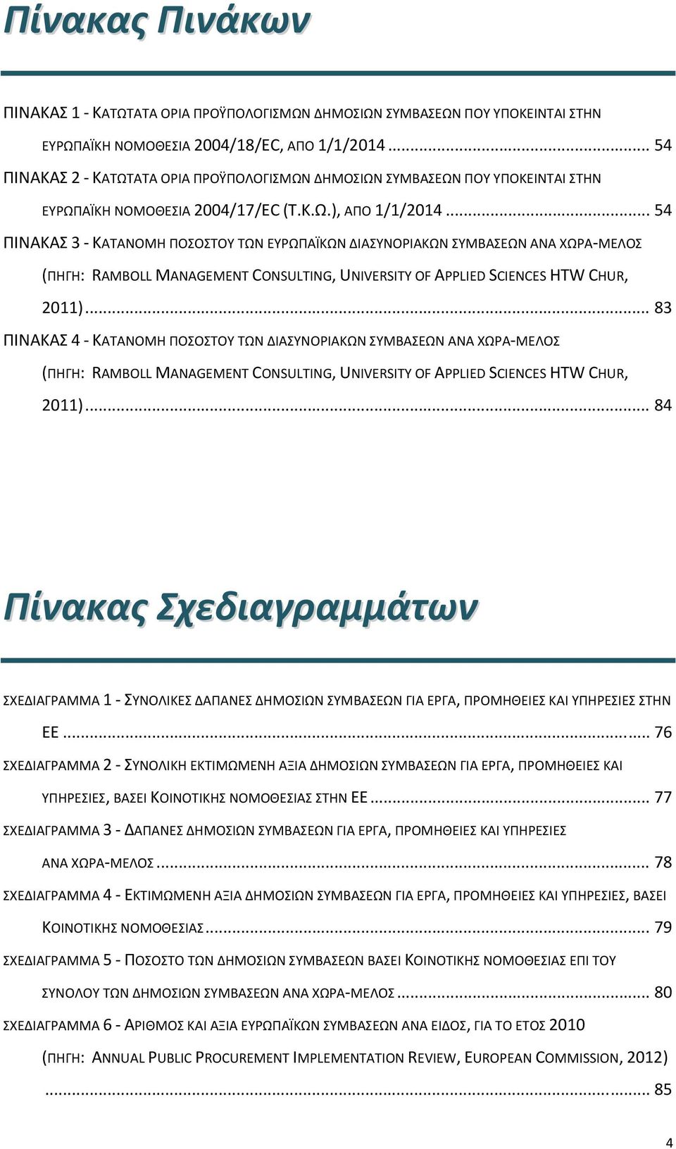 .. 54 ΠΙΝΑΚΑΣ 3 ΚΑΤΑΝΟΜΗ ΠΟΣΟΣΤΟΥ ΤΩΝ ΕΥΡΩΠΑΪΚΩΝ ΔΙΑΣΥΝΟΡΙΑΚΩΝ ΣΥΜΒΑΣΕΩΝ ΑΝΑ ΧΩΡΑ ΜΕΛΟΣ (ΠΗΓΗ: RAMBOLL MANAGEMENT CONSULTING, UNIVERSITY OF APPLIED SCIENCES HTW CHUR, 2011).