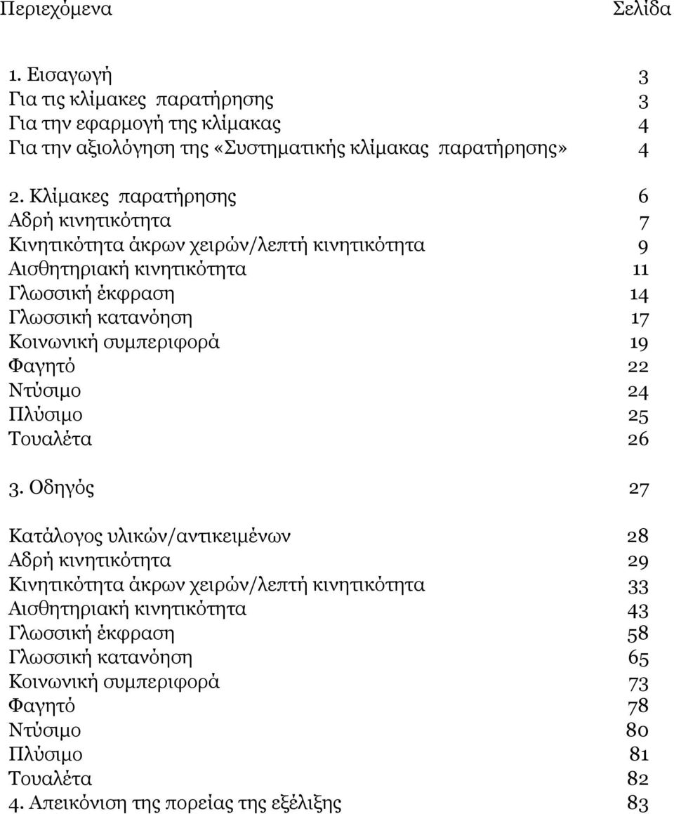 συμπεριφορά 19 Φαγητό 22 Ντύσιμο 24 Πλύσιμο 25 Τουαλέτα 26 3.