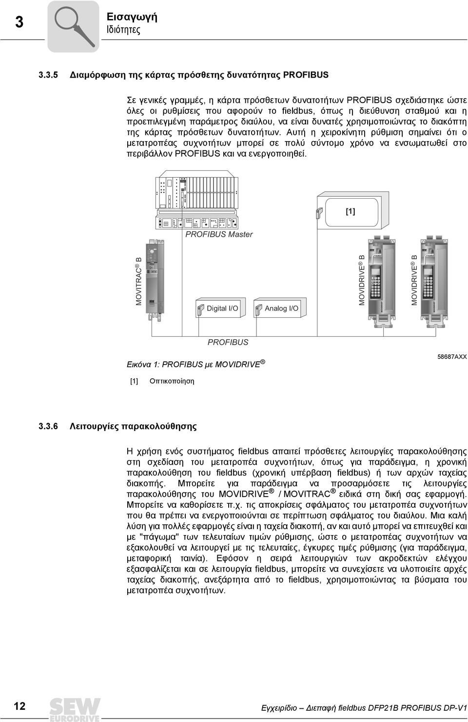 3.5 Διαμόρφωση της κάρτας πρόσθετης δυνατότητας PROFBUS Σε γενικές γραμμές, η κάρτα πρόσθετων δυνατοτήτων PROFBUS σχεδιάστηκε ώστε όλες οι ρυθμίσεις που αφορούν το fieldbus, όπως η διεύθυνση σταθμού