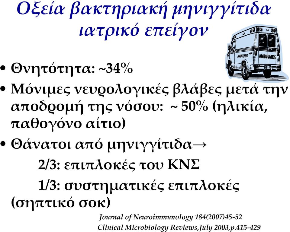 μηνιγγίτιδα 2/3: επιπλοκές του ΚΝΣ 1/3: συστηματικές επιπλοκές (σηπτικό σοκ)