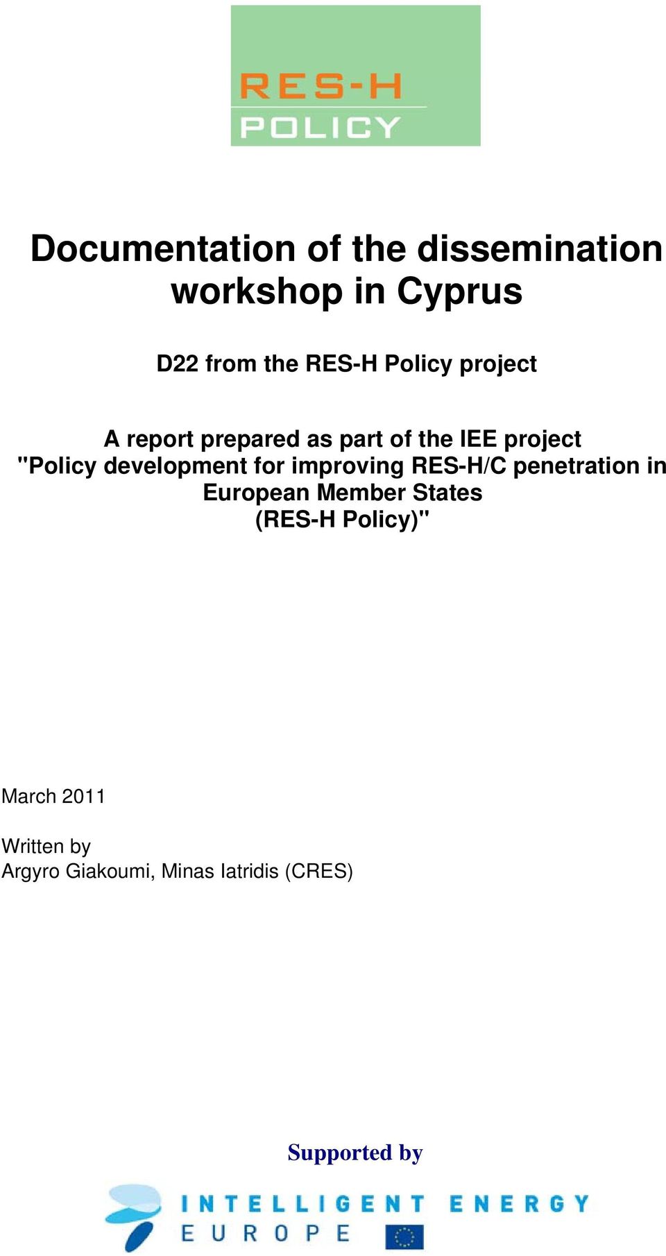 development for improving RES-H/C penetration in European Member States