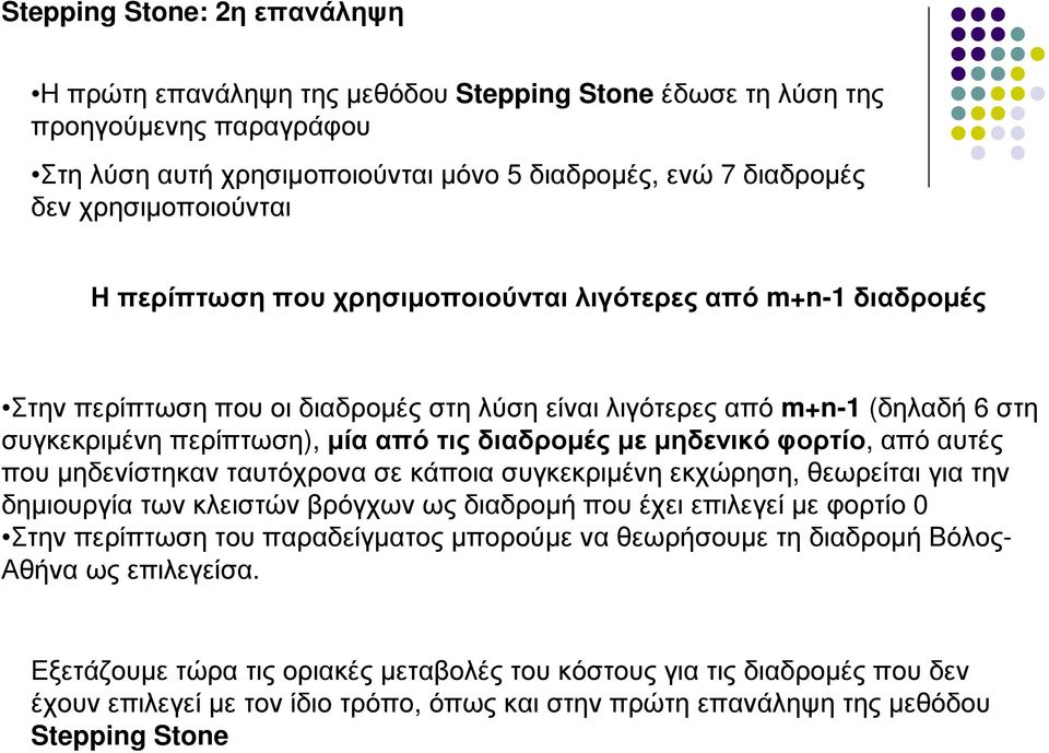 µηδενικό φορτίο, από αυτές που µηδενίστηκαν ταυτόχρονα σε κάποια συγκεκριµένη εκχώρηση, θεωρείται για την δηµιουργία των κλειστών βρόγχων ως διαδροµή που έχει επιλεγεί µε φορτίο 0 Στην περίπτωση του
