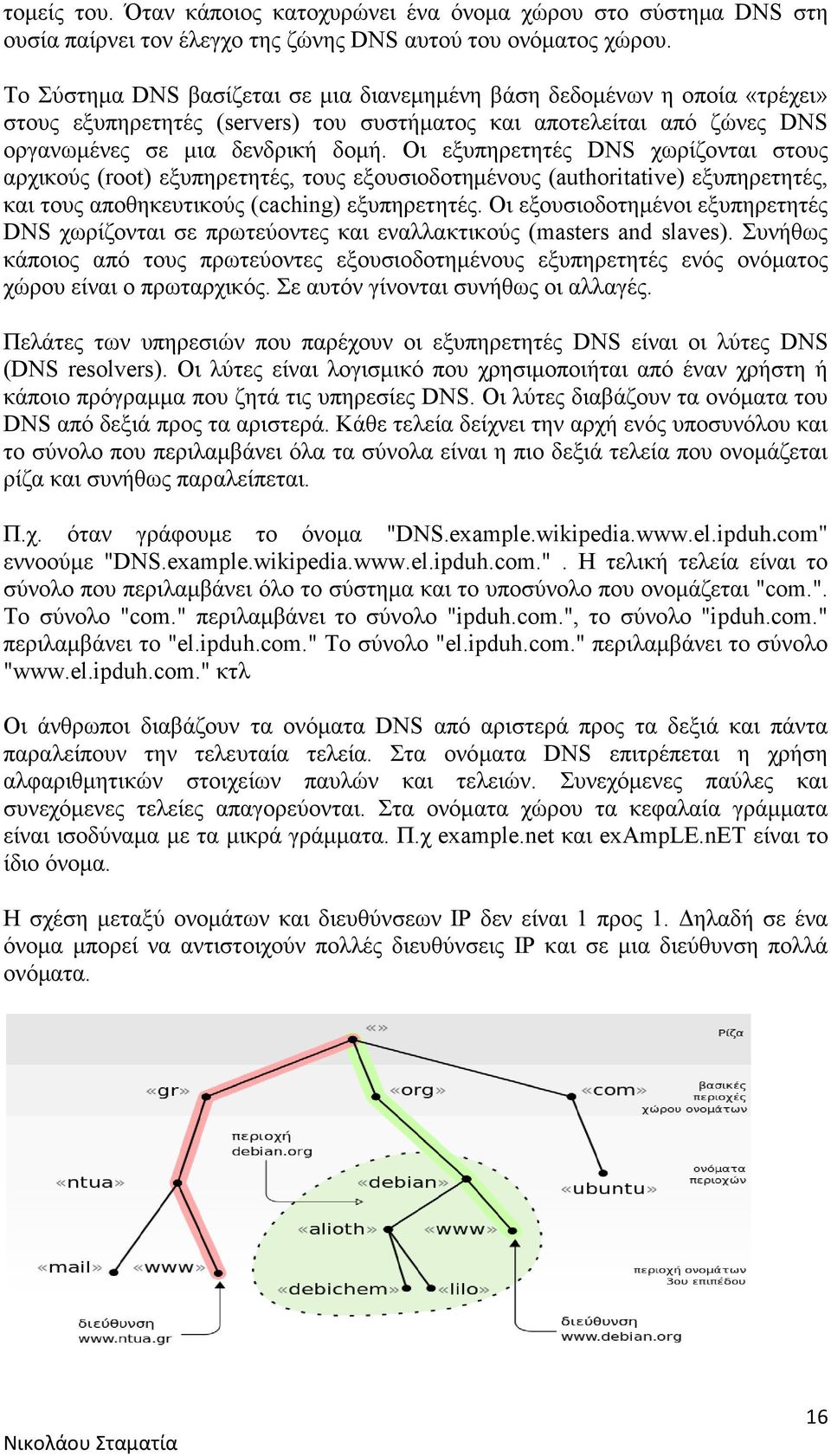 Οι εξυπηρετητές DNS χωρίζονται στους αρχικούς (root) εξυπηρετητές, τους εξουσιοδοτημένους (authoritative) εξυπηρετητές, και τους αποθηκευτικούς (caching) εξυπηρετητές.