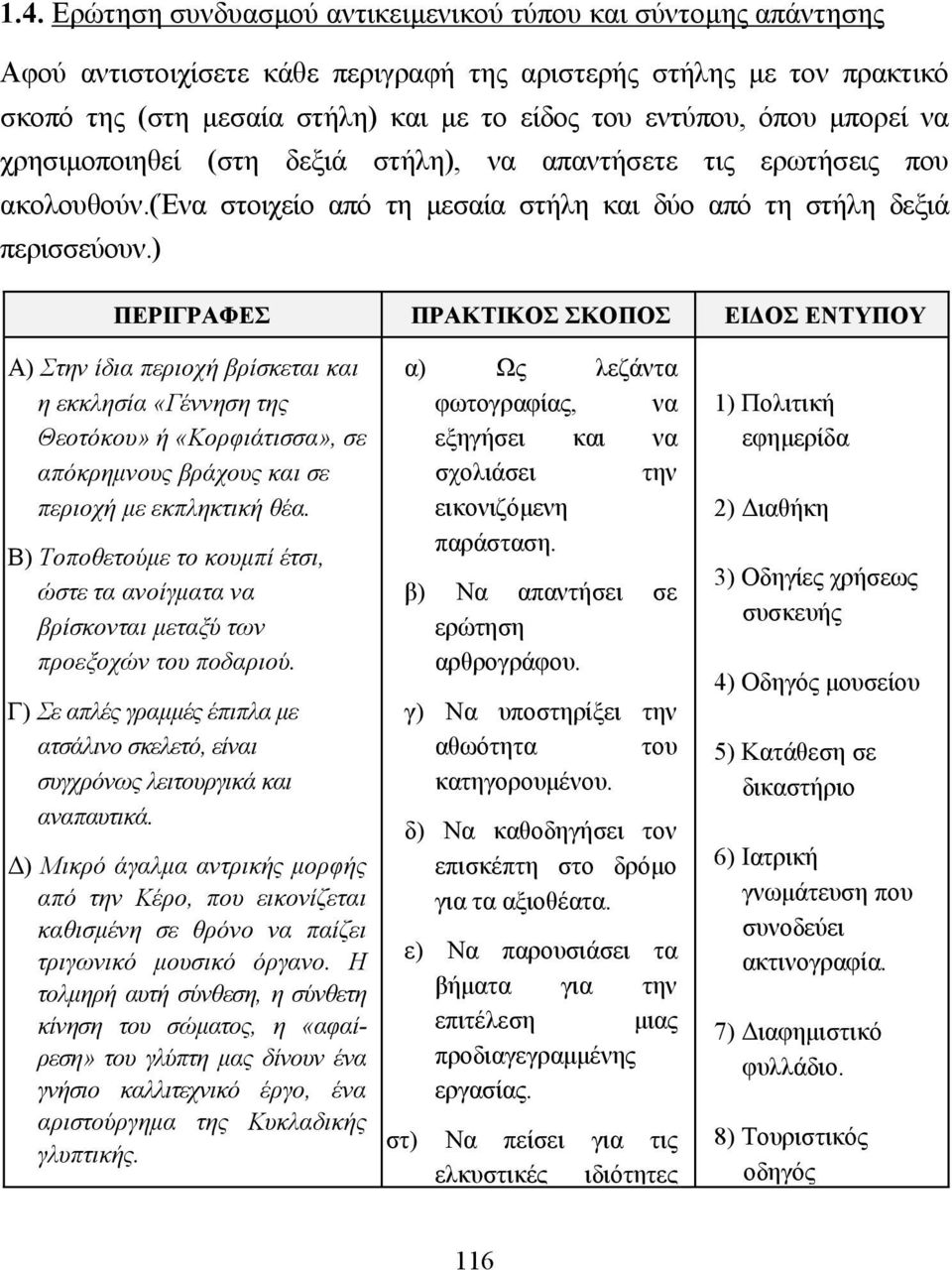 ) ΠΕΡΙΓΡΑΦΕΣ ΠΡΑΚΤΙΚΟΣ ΣΚΟΠΟΣ ΕΙ ΟΣ ΕΝΤΥΠΟΥ Α) Στην ίδια περιοχή βρίσκεται και η εκκλησία «Γέννηση της Θεοτόκου» ή «Κορφιάτισσα», σε απόκρηµνους βράχους και σε περιοχή µε εκπληκτική θέα.