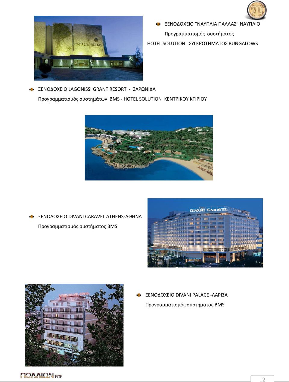 ΣΑΡΩΝΙΔΑ Προγραμματισμός συστημάτων ΒMS HOTEL SOLUTION ΚΕΝΤΡΙΚΟΥ